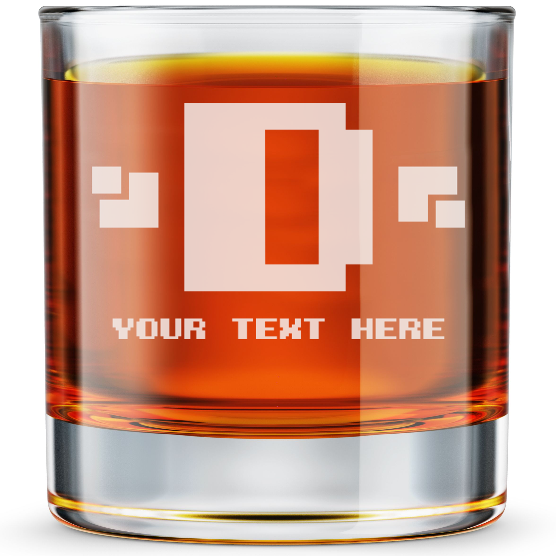 Personalized Gamer Themed Monogram Whiskey Glass Custom Engraved Old Fashioned Glass 11 oz
