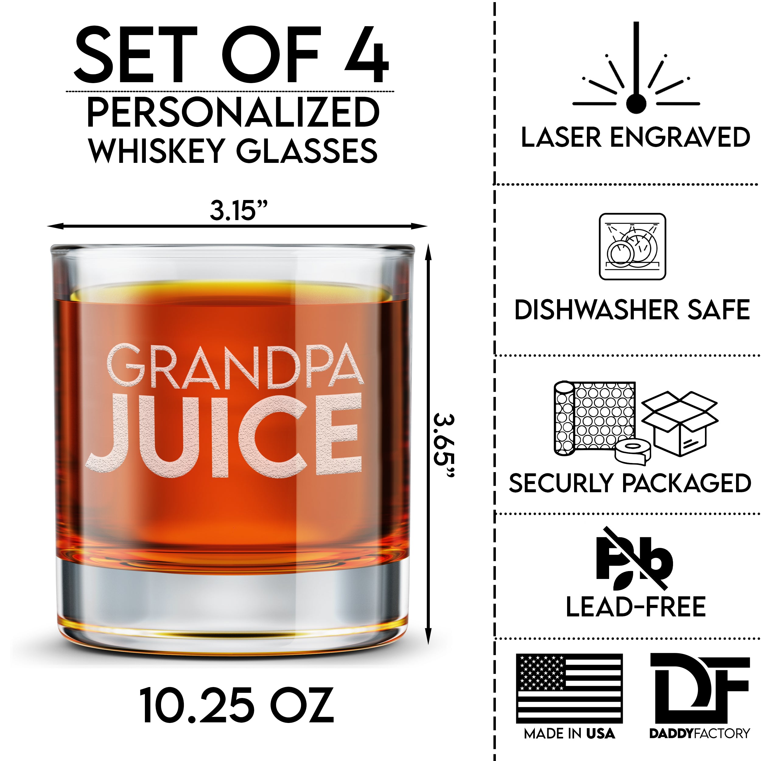 Grandpa Juice - Engraved Old Fashioned Whiskey Glass