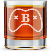 Personalized  Gamer Monogram Whiskey Glass Custom Engraved Old Fashioned Glass 11 oz