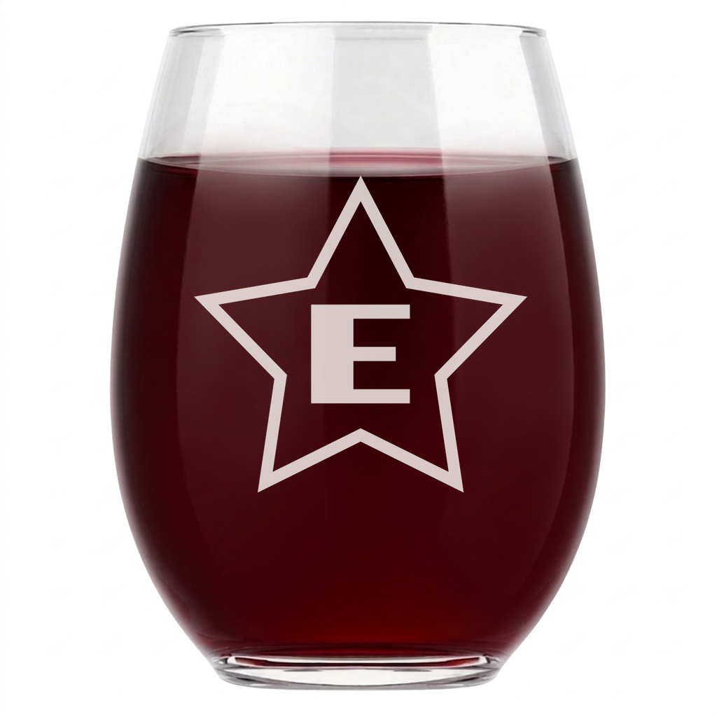 Personalized Gamer Monogram Wine Glass Custom Engraved 15 oz Stemless Wine Glass