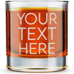 Custom Text Engraved Old Fashioned Whiskey Glass - Personalized