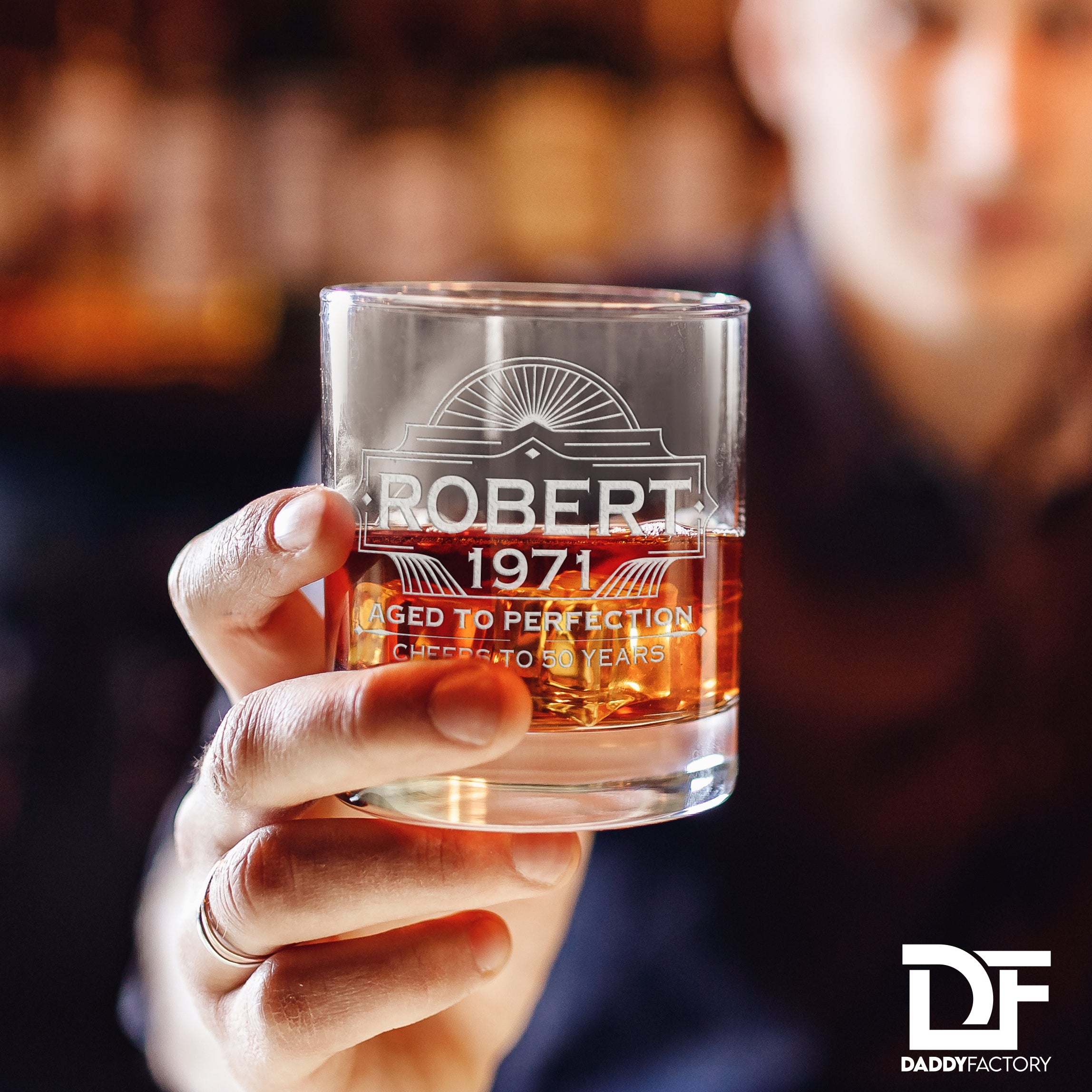 Personalized Engraved Old Fashioned Whiskey Glass - Aged to Perfection
