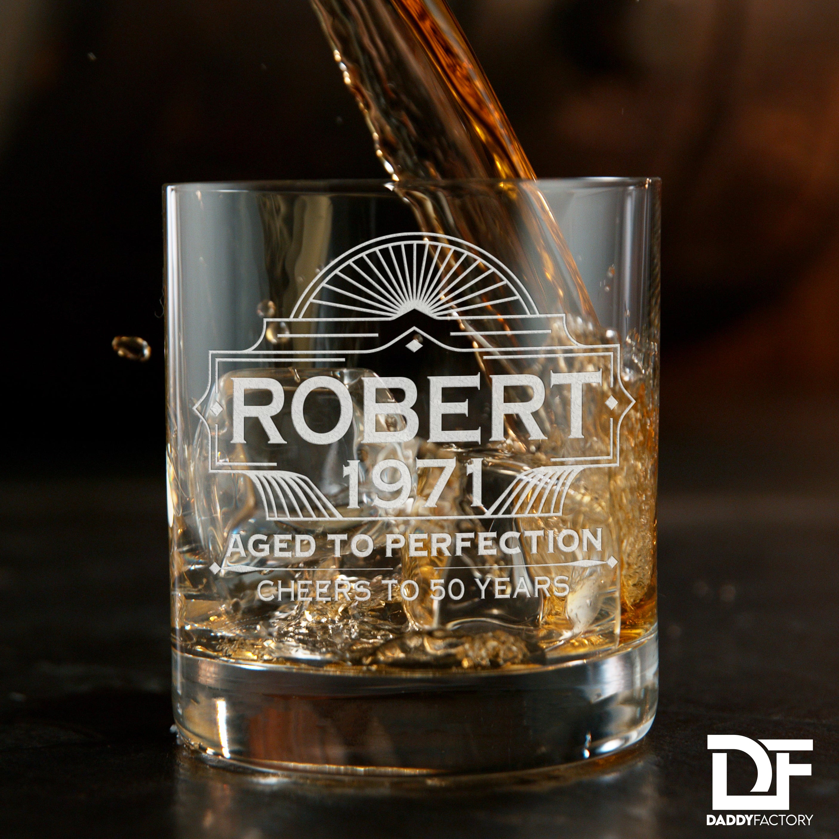 Personalized Engraved Old Fashioned Whiskey Glass - Aged to Perfection