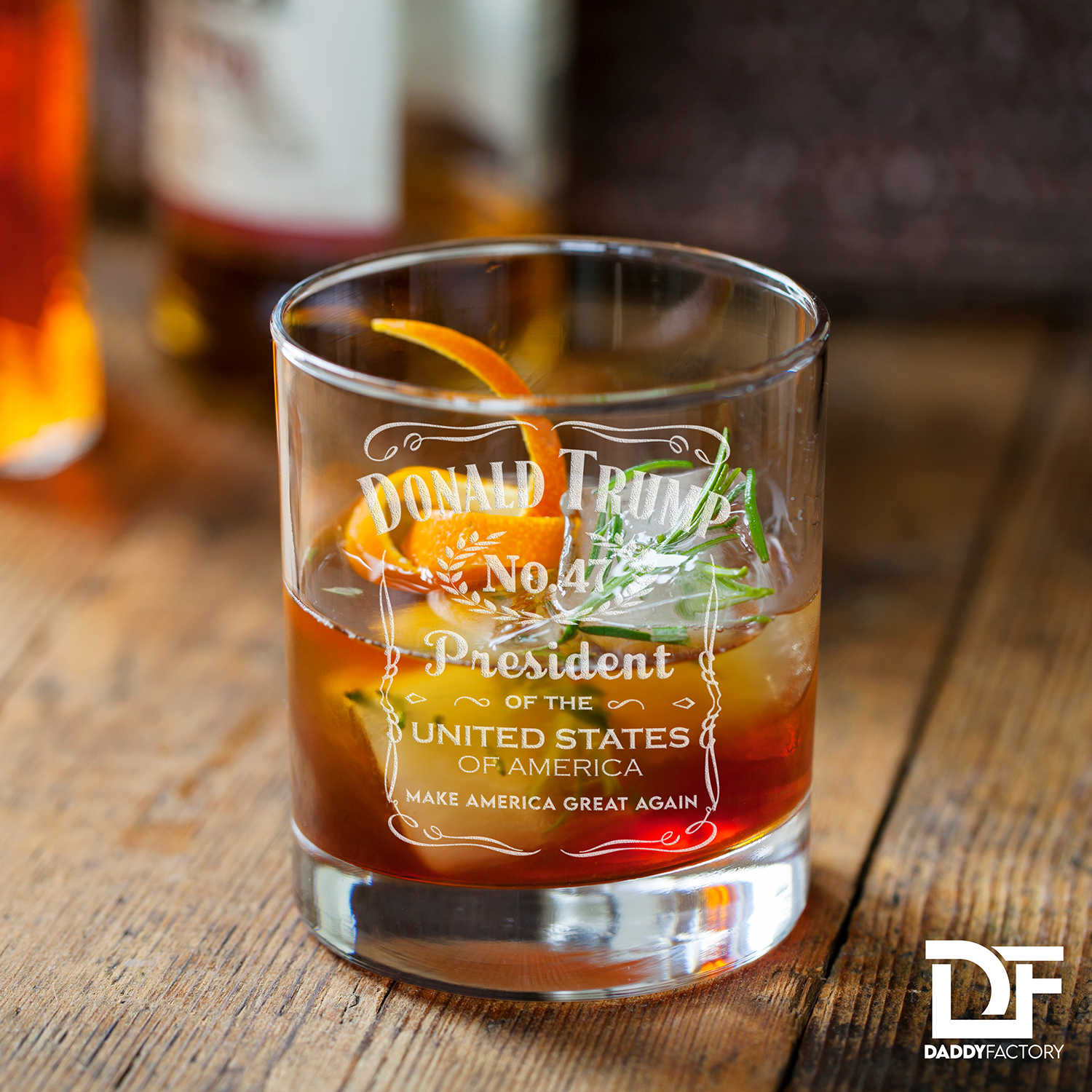 Trump No. 47 Engraved Old Fashioned Whiskey Glass 11 oz