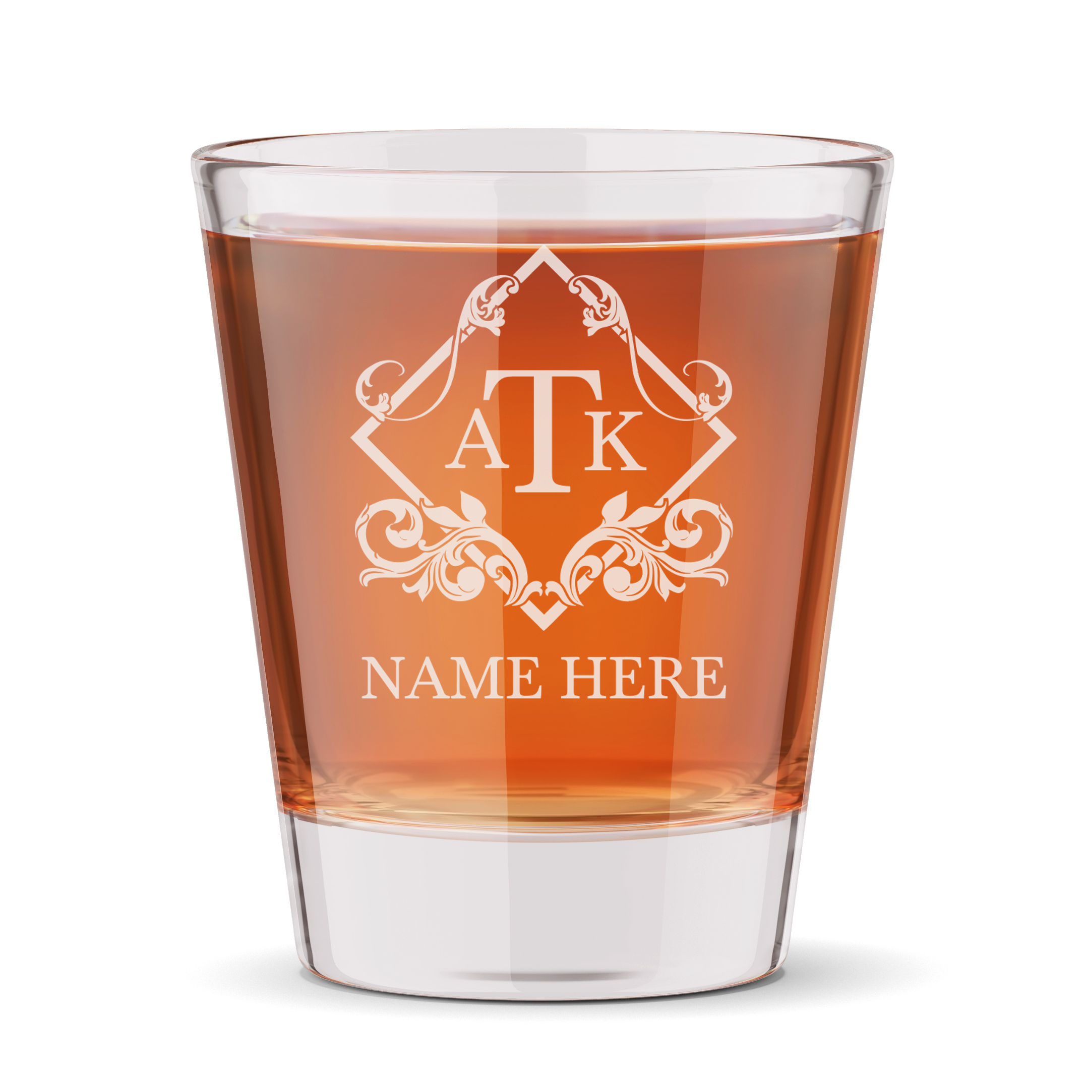 Personalized 3 Letter Monogram Shot Glass Custom Engraved 1.5 oz Shot Glass