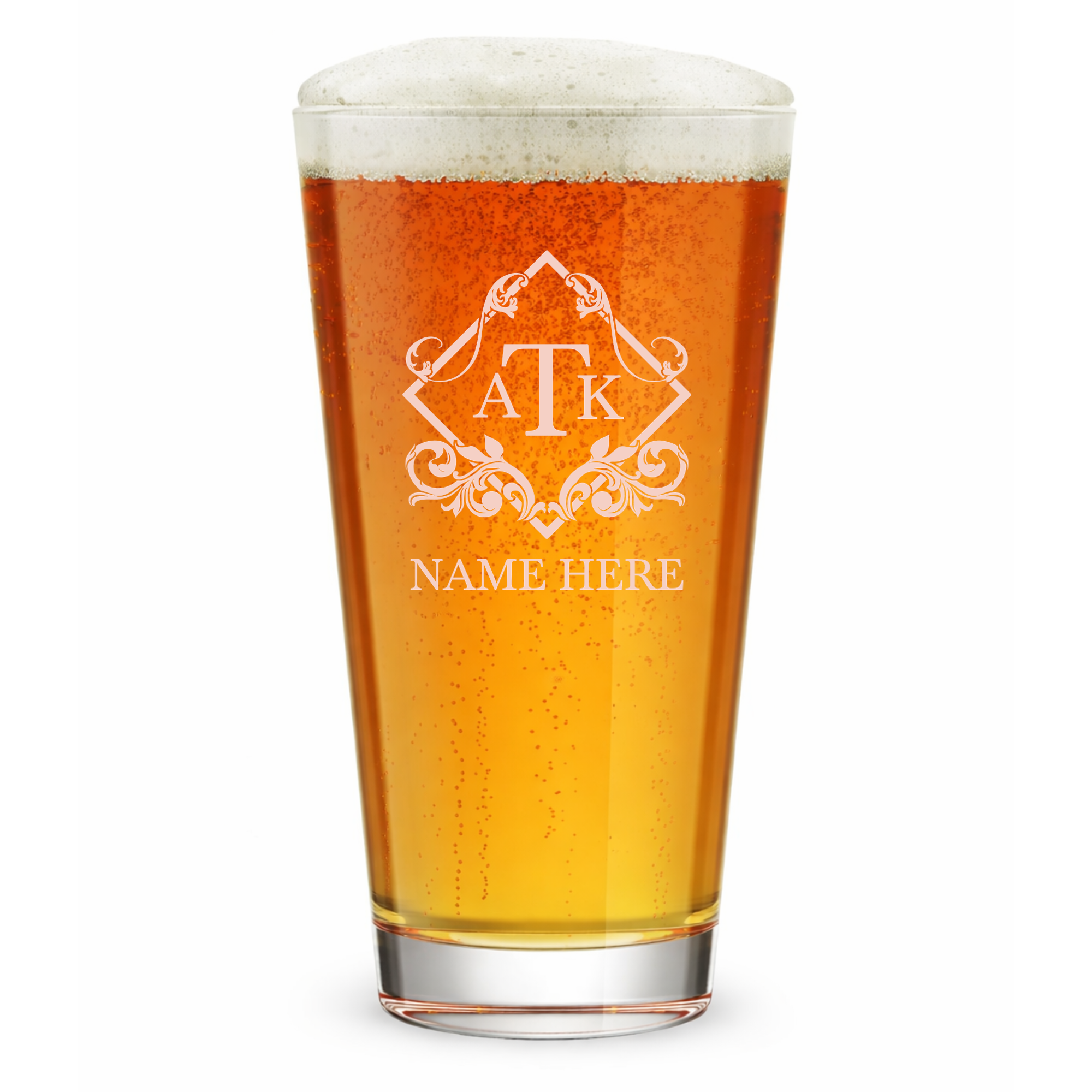 Personalized 3 Letter Monogram Pint Glass Custom Engraved 16 oz Tall Pint Glass
