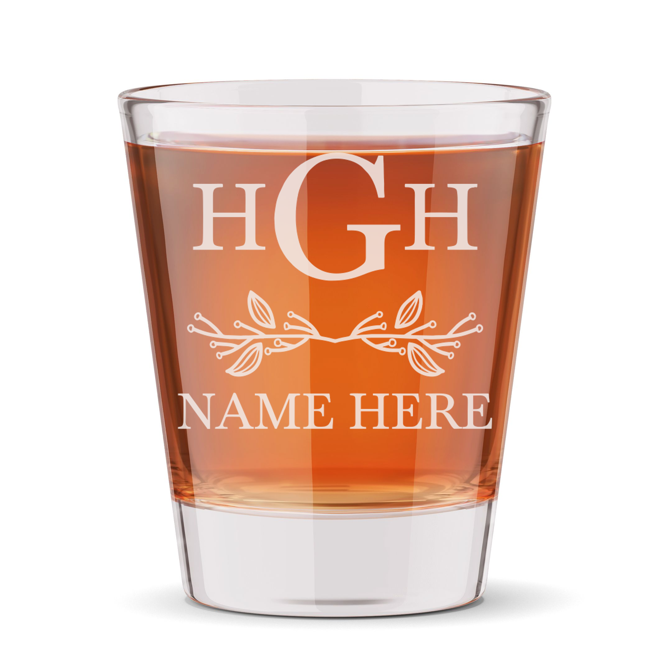 Personalized 3 Letter Monogram Shot Glass Custom Engraved 1.5 oz Shot Glass