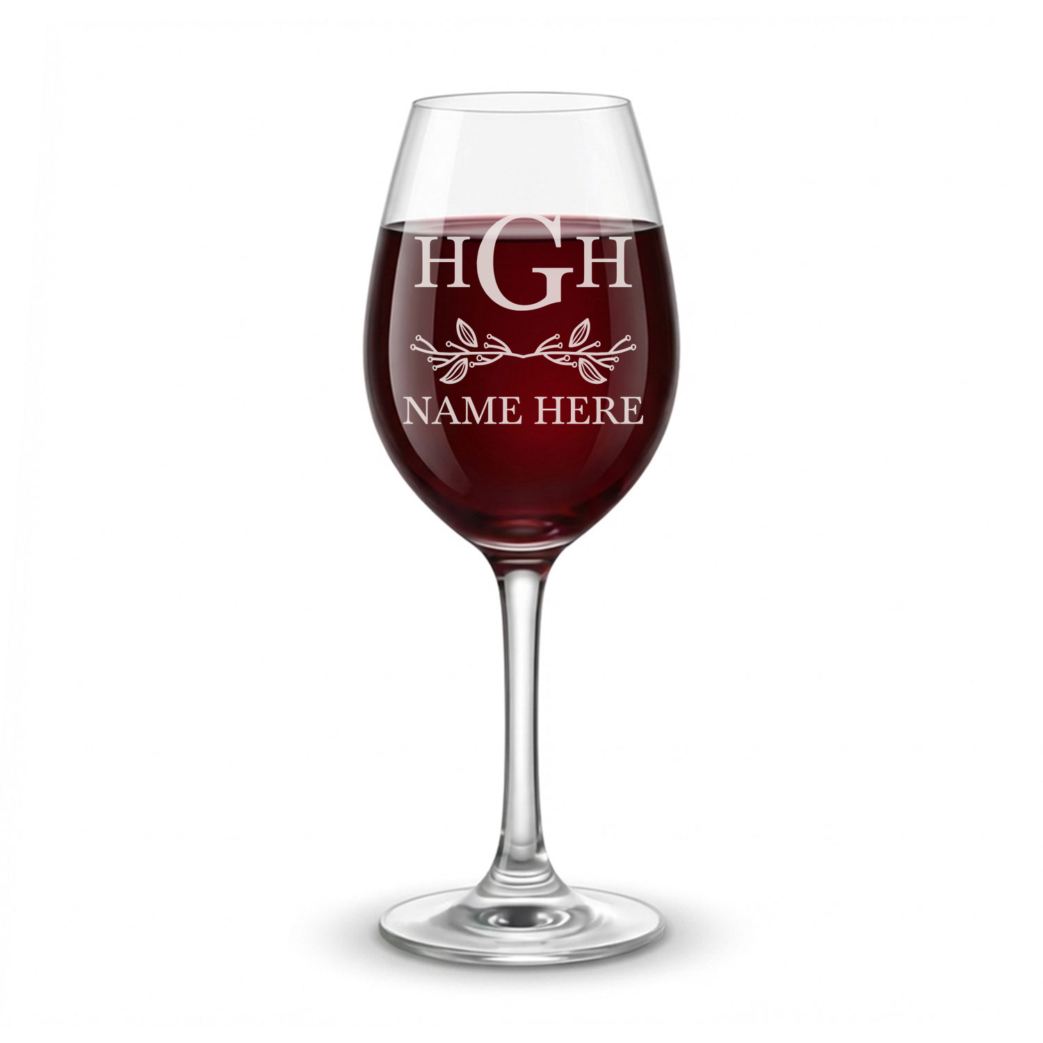 Personalized 3 Letter Monogram Wine Glass Custom Engraved 13 oz Wine Glass