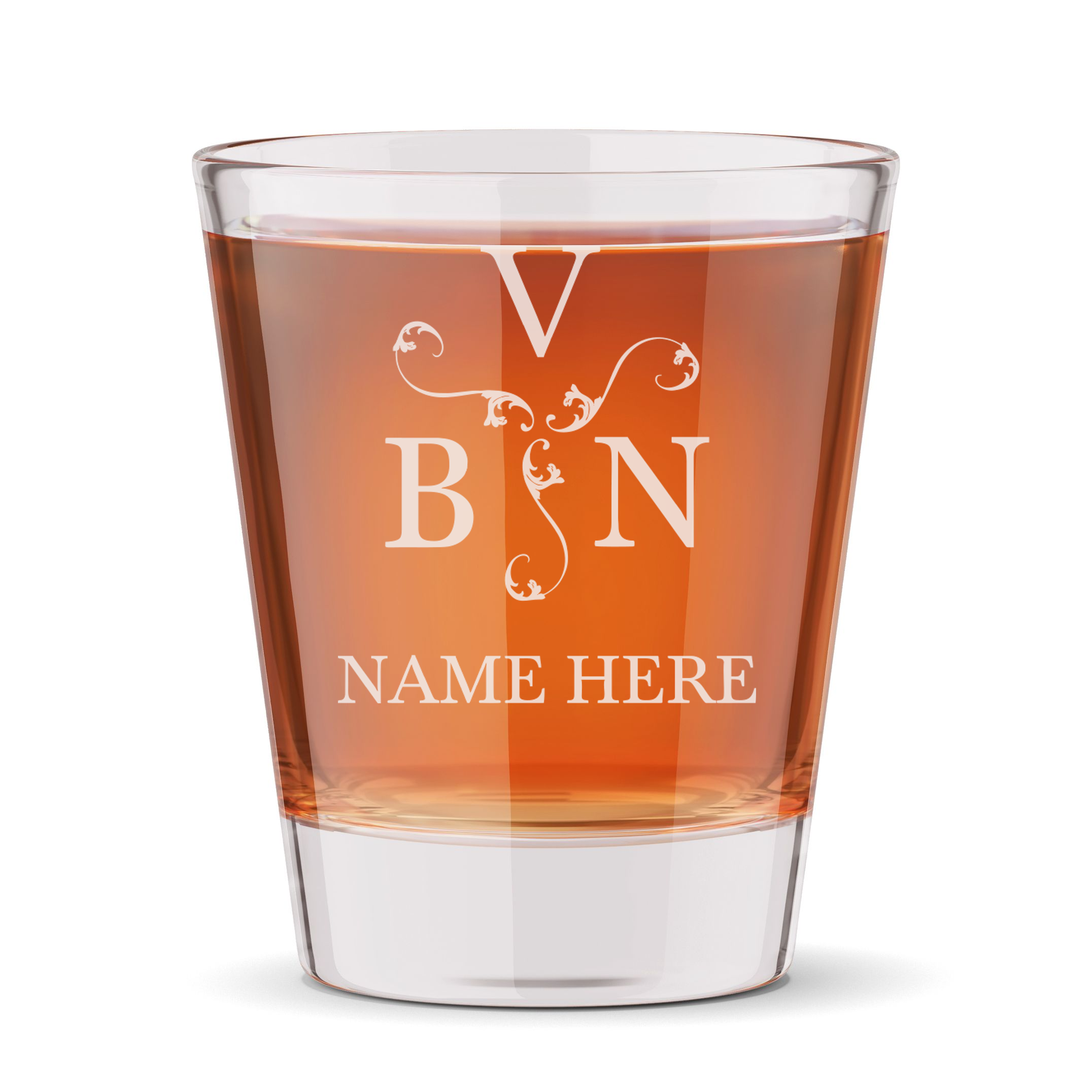 Personalized 3 Letter Monogram Shot Glass Custom Engraved 1.5 oz Shot Glass