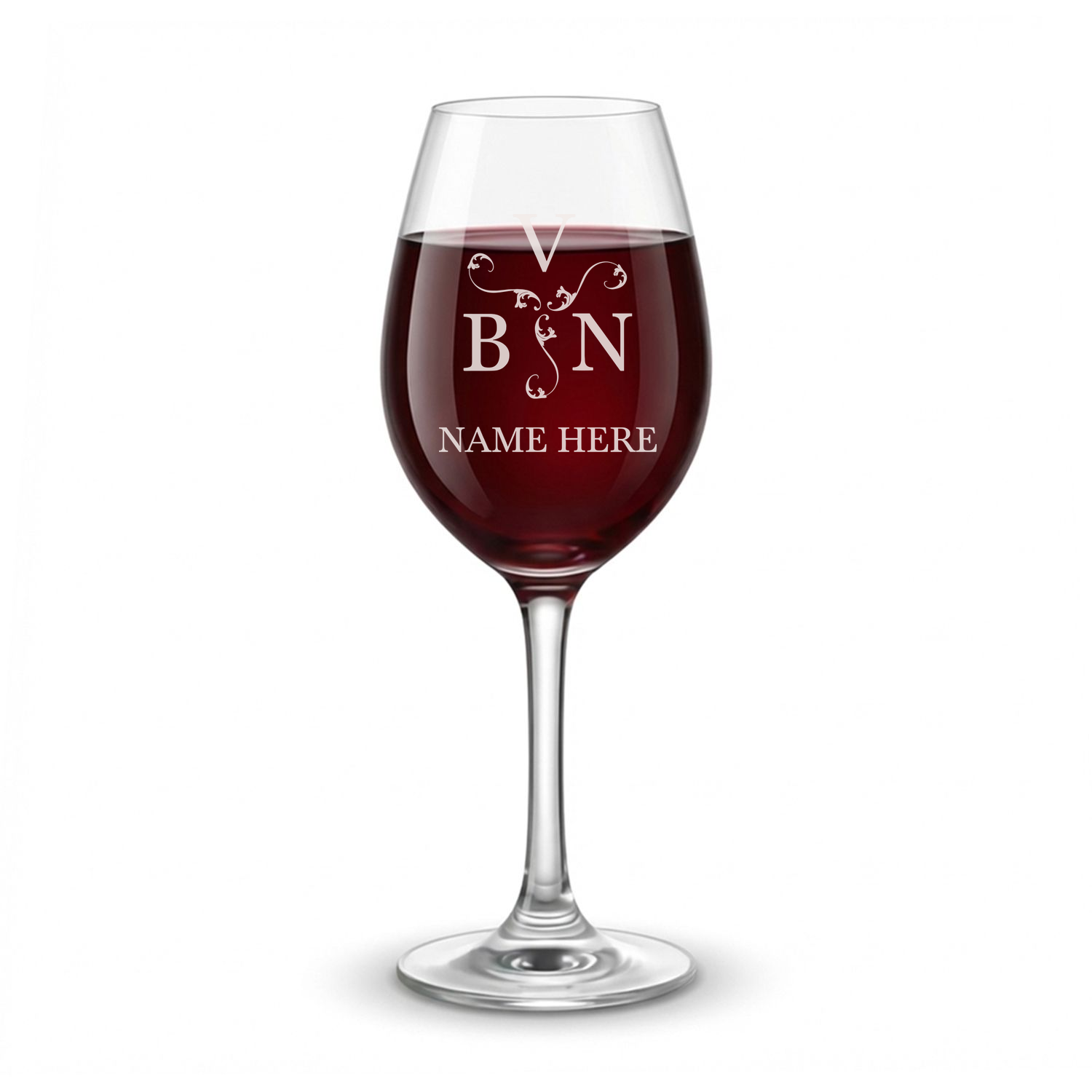 Personalized 3 Letter Monogram Wine Glass Custom Engraved 13 oz Wine Glass