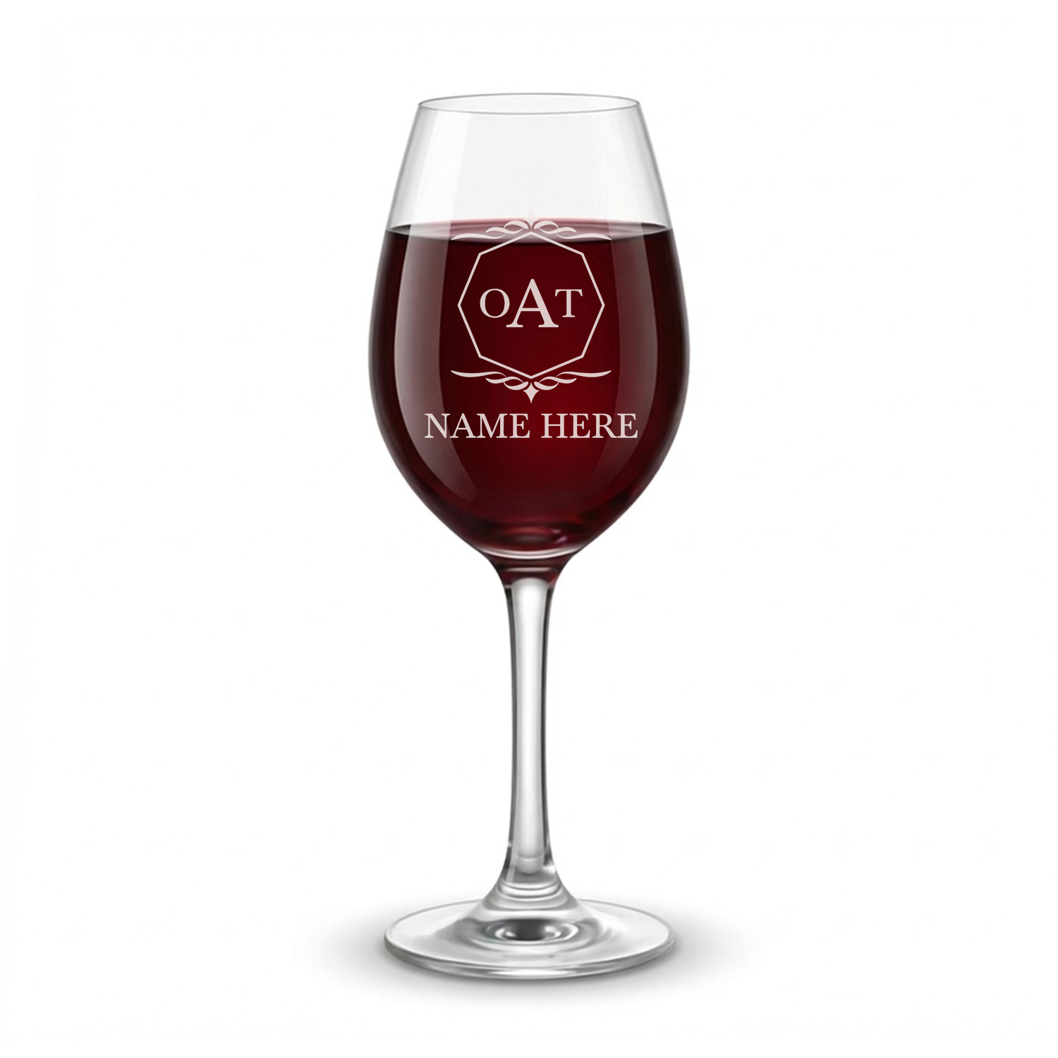 Personalized 3 Letter Monogram Wine Glass Custom Engraved 13 oz Wine Glass