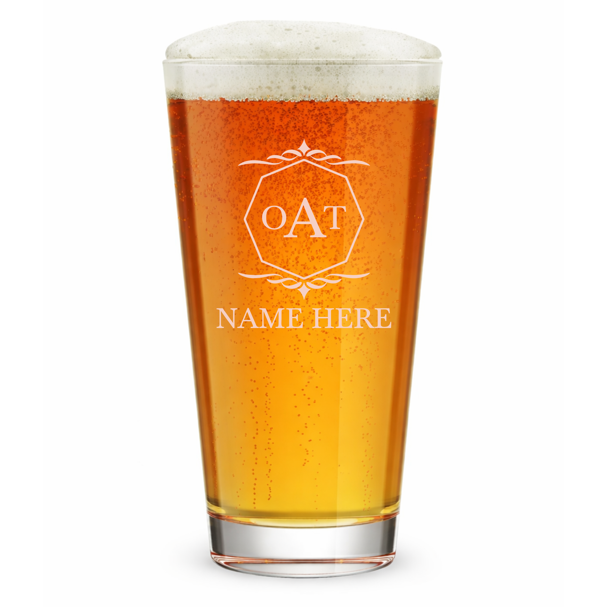 Personalized 3 Letter Monogram Pint Glass Custom Engraved 16 oz Tall Pint Glass
