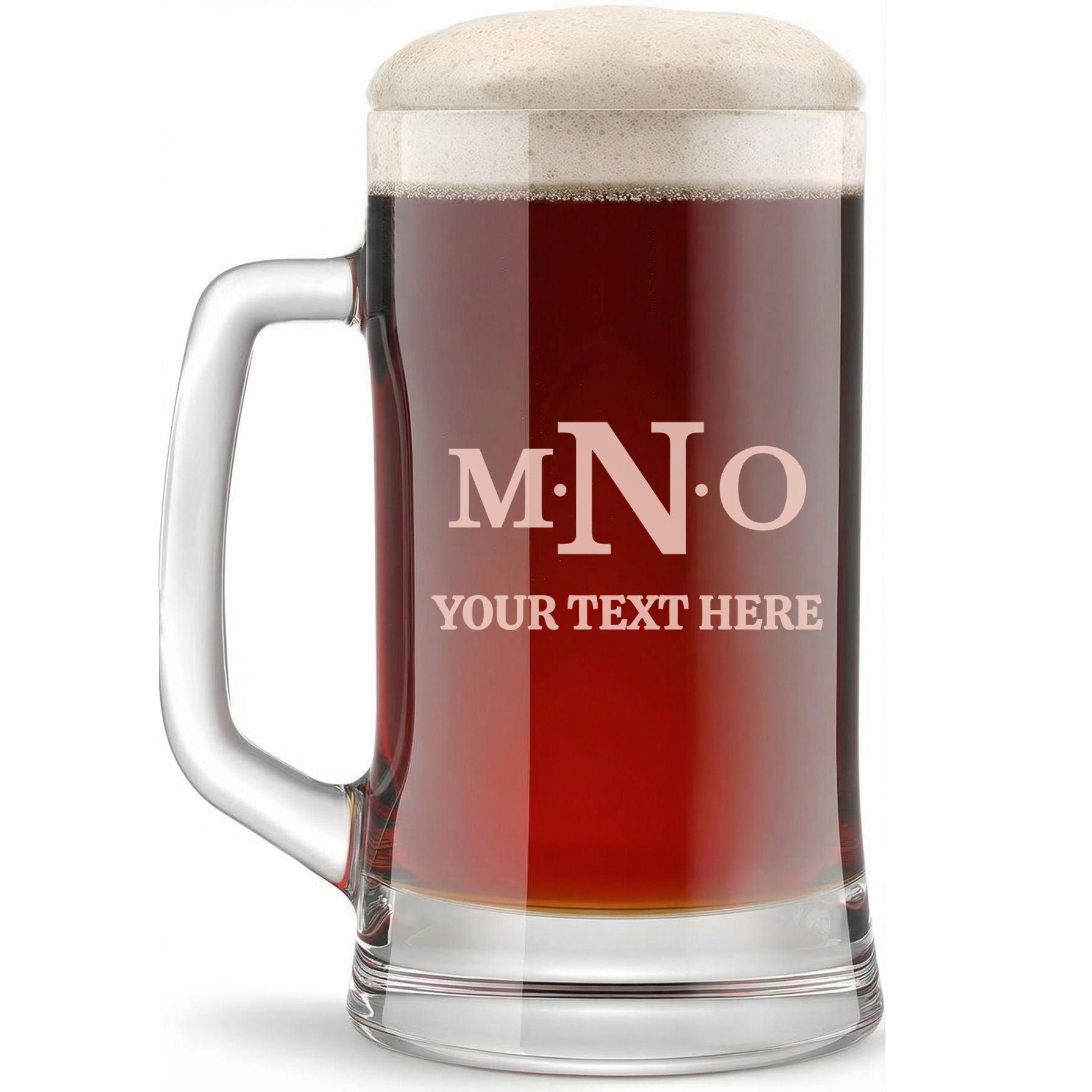 Personalized 3 Letter Monogram Beer Mug Custom Engraved 16 oz Glass Beer Mug