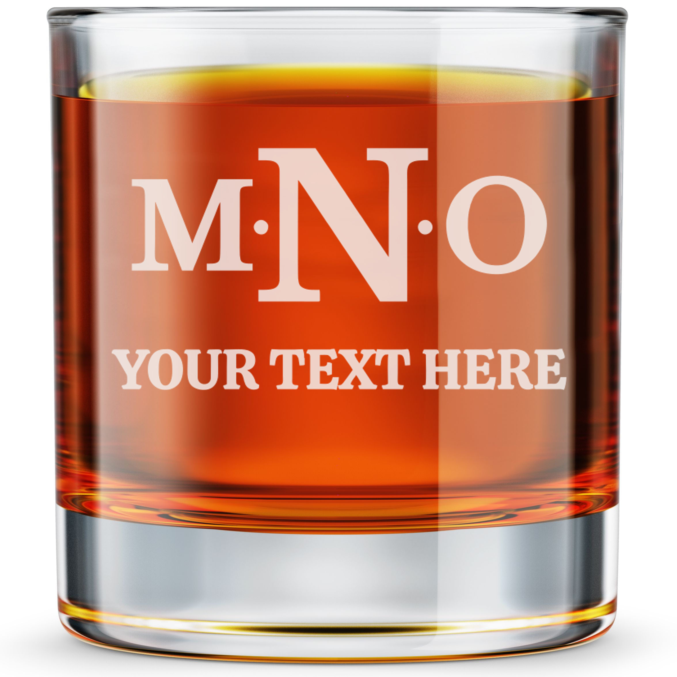 Personalized 3 Letter Monogram Whiskey Glass Custom Engraved Old Fashioned Glass 11 oz