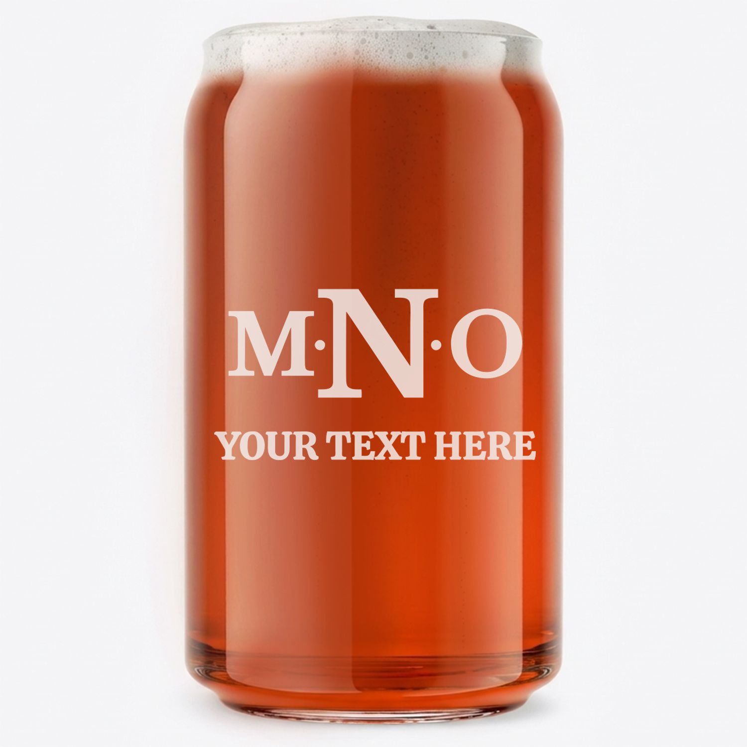 Personalized 3 Letter Monogram Beer Can Custom Engraved 16 oz Beer Can Glass