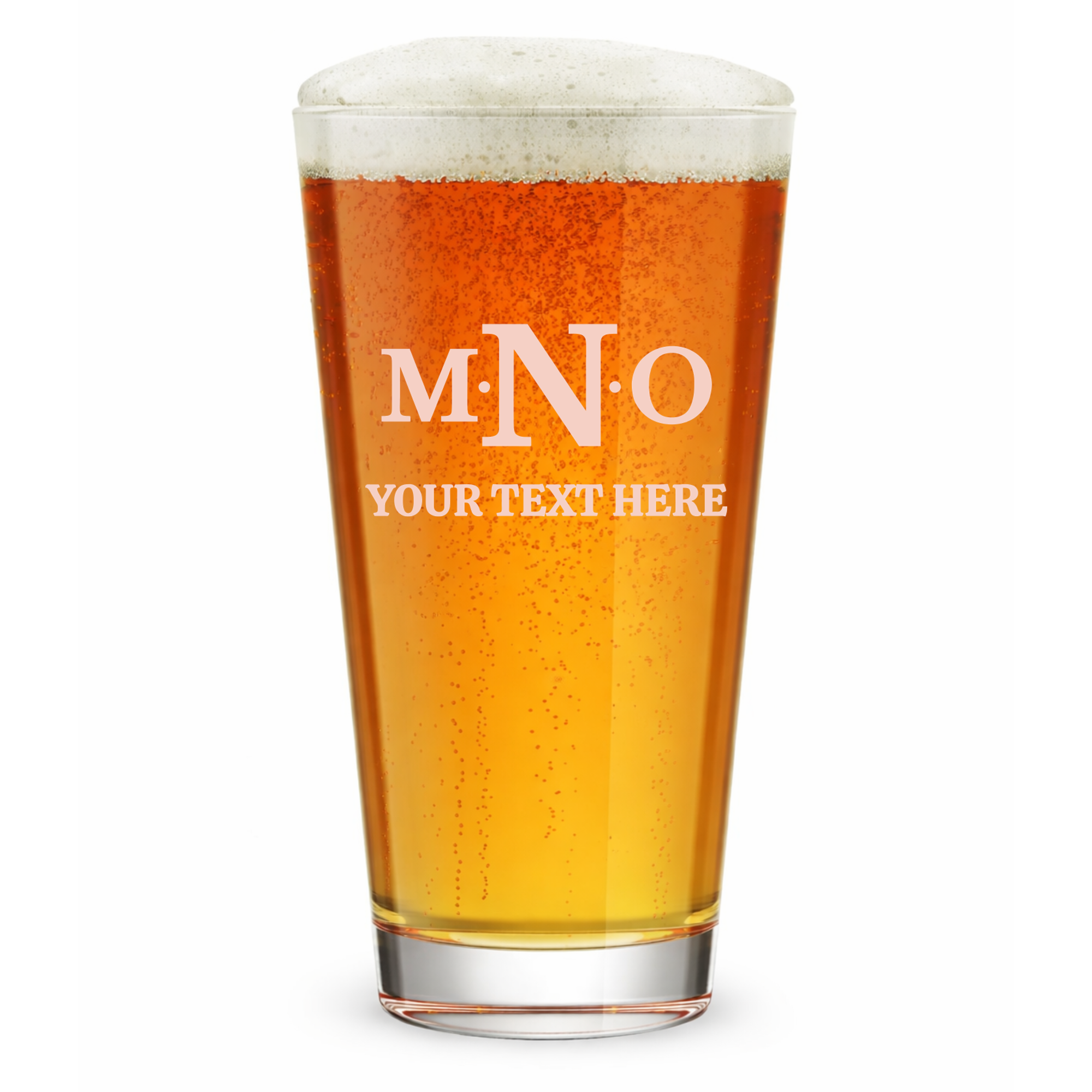 Personalized 3 Letter Monogram Pint Glass Custom Engraved 16 oz Tall Pint Glass