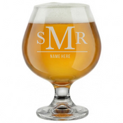 Personalized 3 Letter Monogram with Name Snifter Custom Engraved 9 oz Snifter Glass
