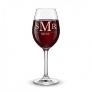 Personalized 3 Letter Monogram with Name Wine Glass Custom Engraved 13 oz Wine Glass