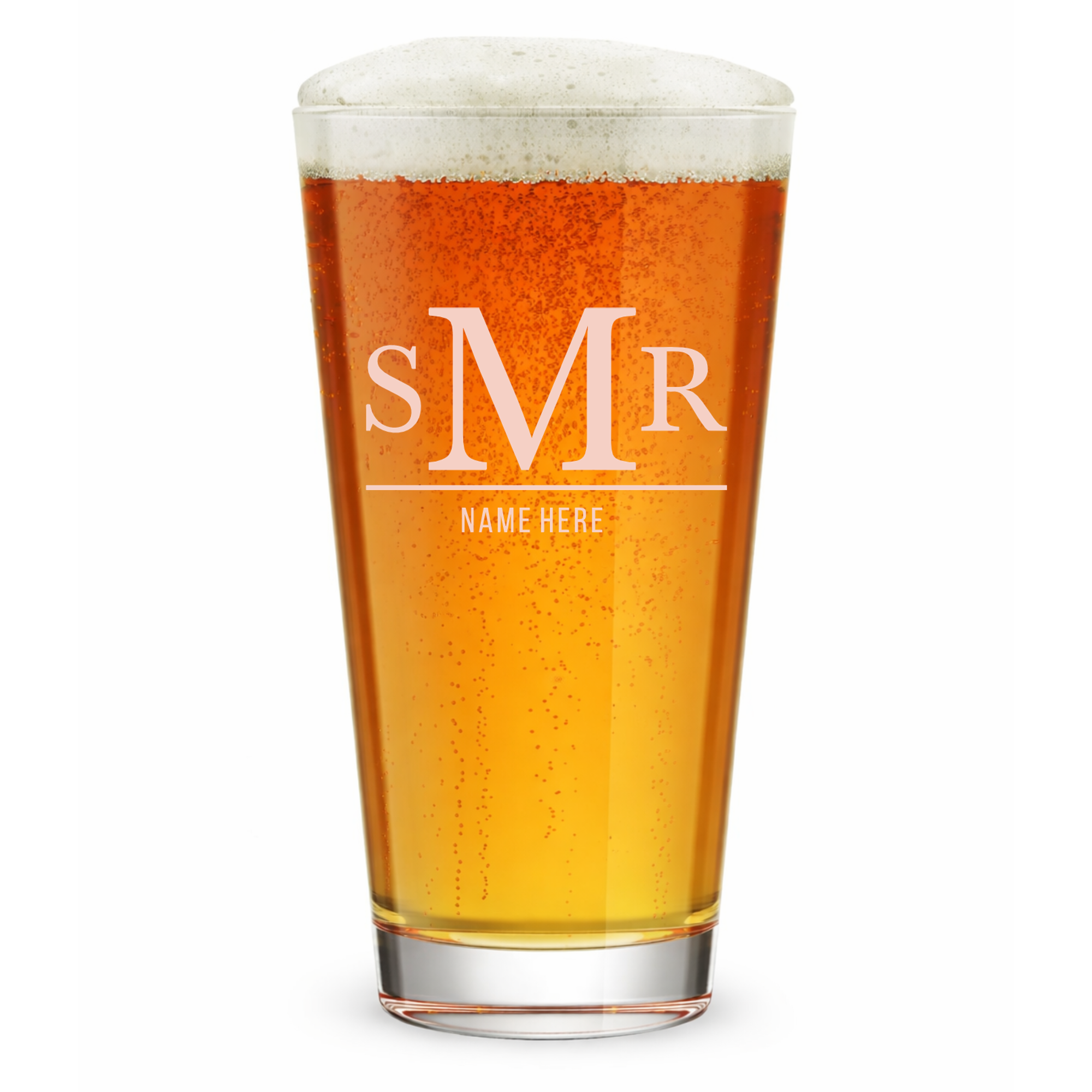 Personalized 3 Letter Monogram with Name Pint Glass Custom Engraved 16 oz Tall Pint Glass