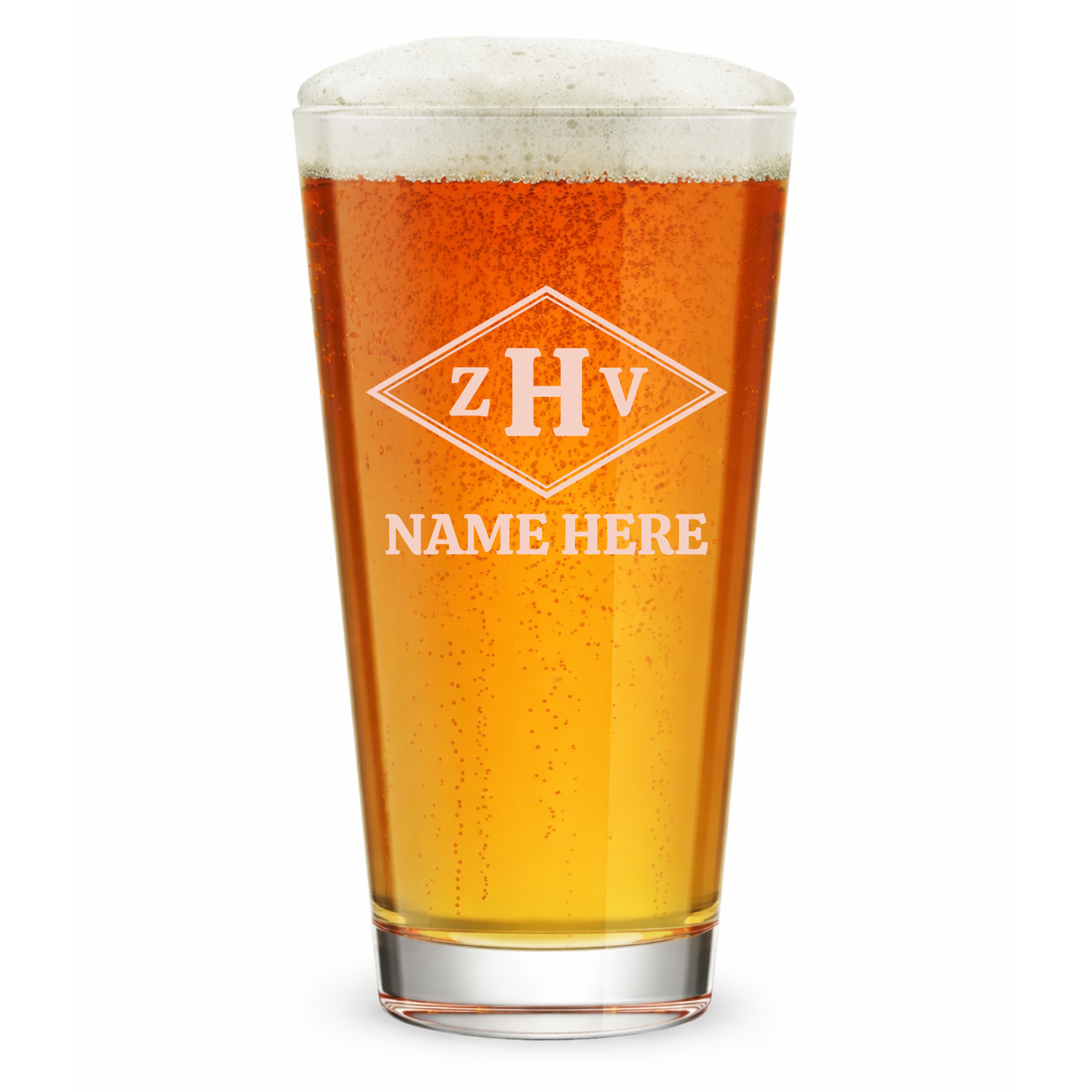 Personalized 3 Letter Monogram with Name Pint Glass Custom Engraved 16 oz Tall Pint Glass