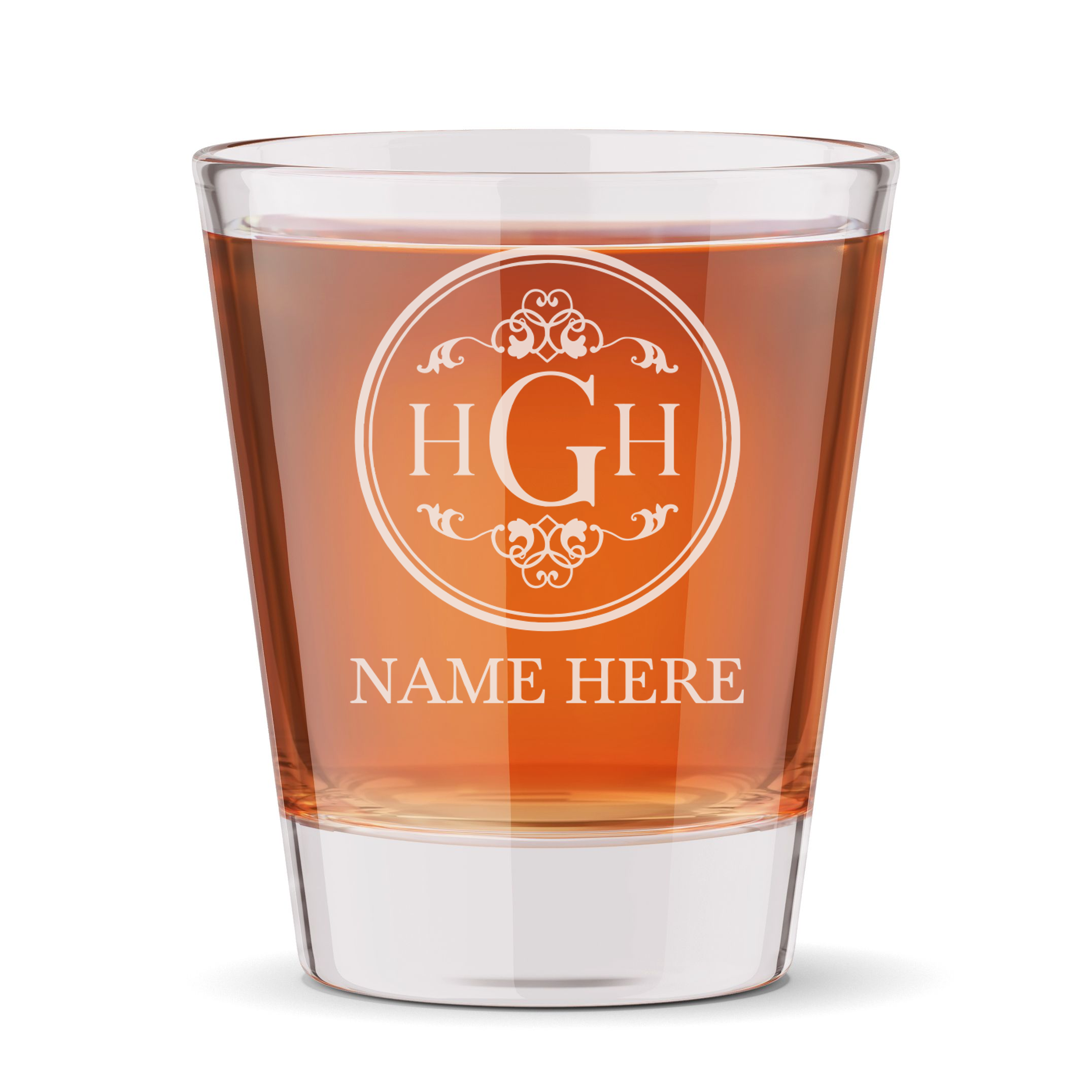 Personalized 3 Letter Monogram with Name Shot Glass Custom Engraved 1.5 oz Shot Glass
