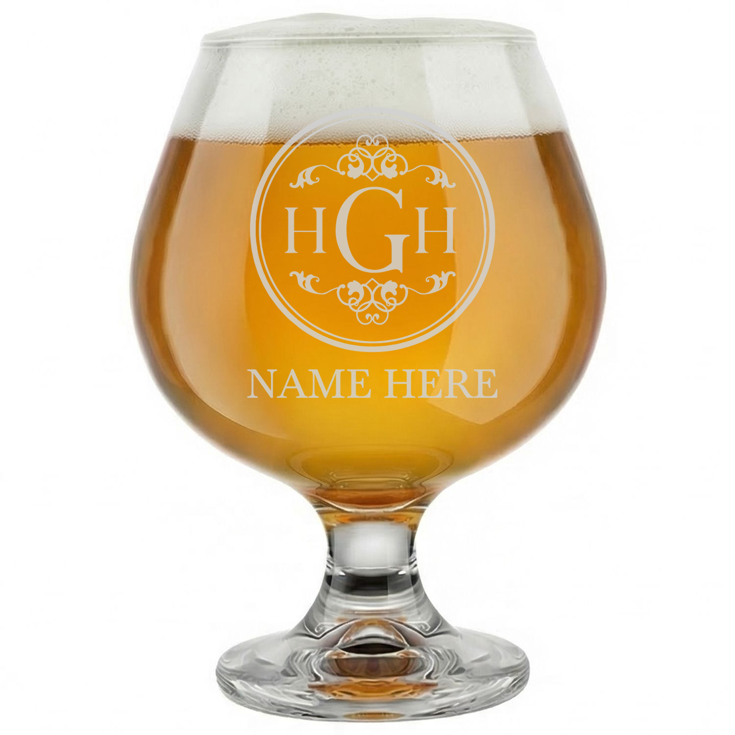 Personalized 3 Letter Monogram with Name Snifter Custom Engraved 9 oz Snifter Glass