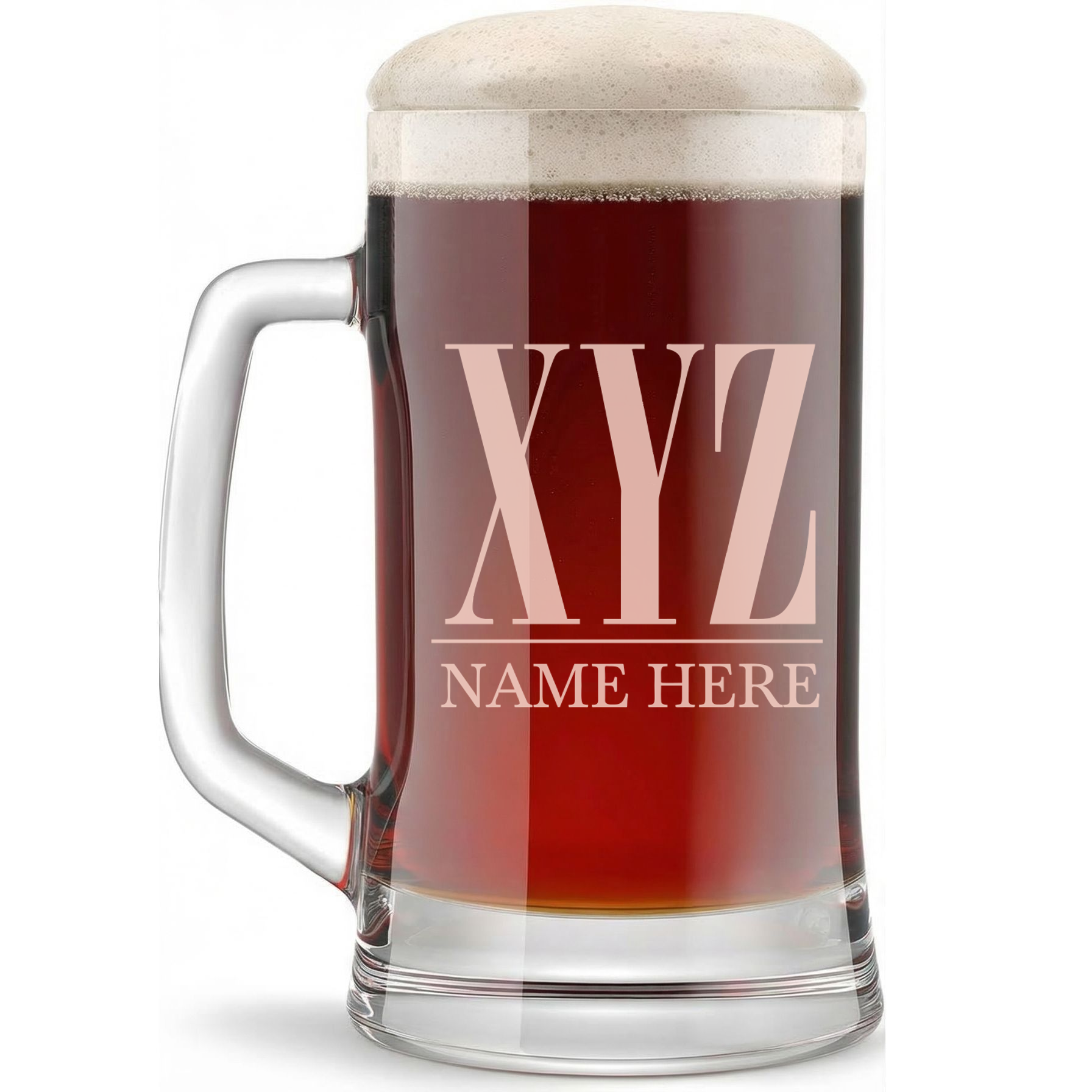 Personalized 3 Letter Monogram with Name Beer Mug Custom Engraved 16 oz Glass Beer Mug