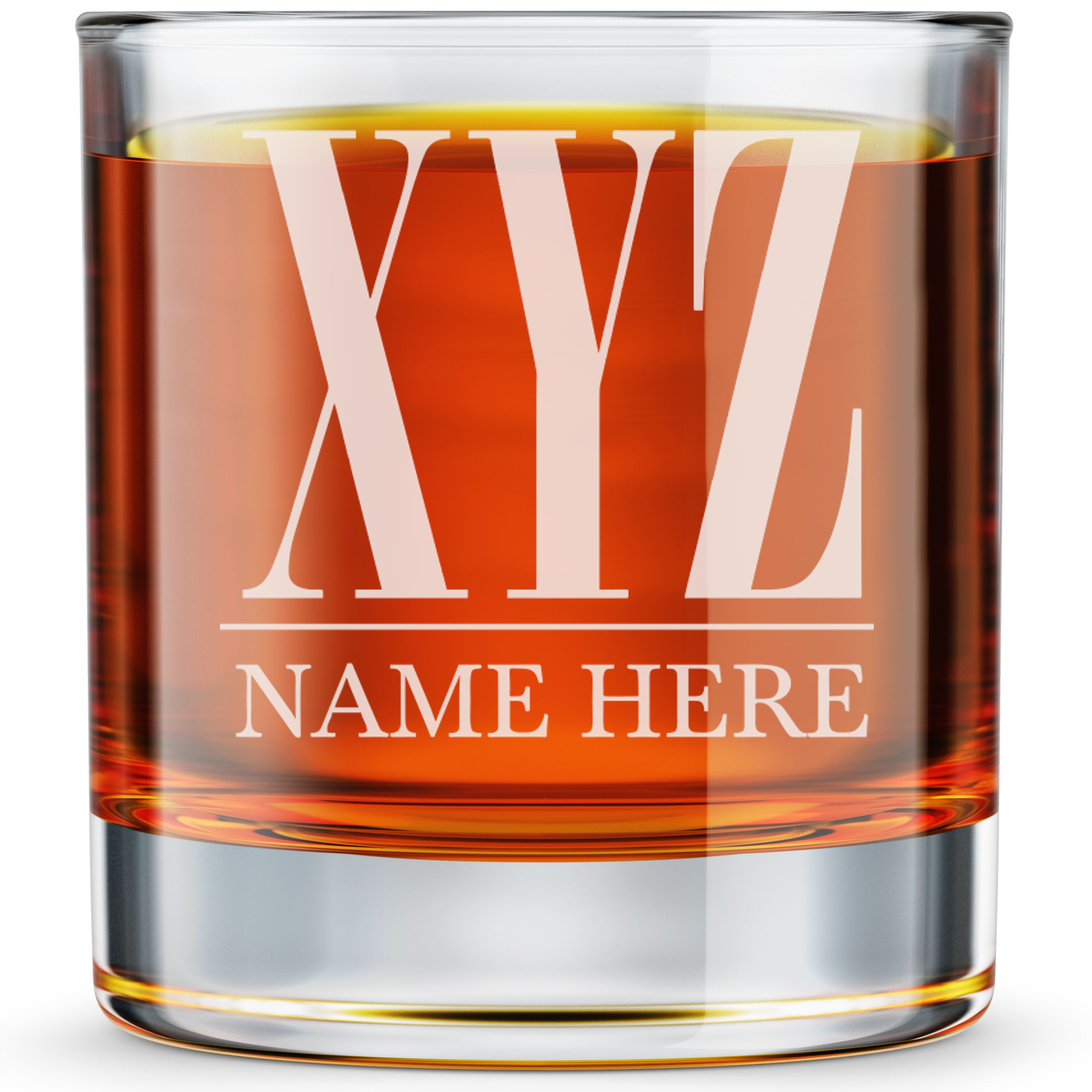Personalized 3 Letter Monogram with Name Whiskey Glass Custom Engraved Old Fashioned Glass 11 oz