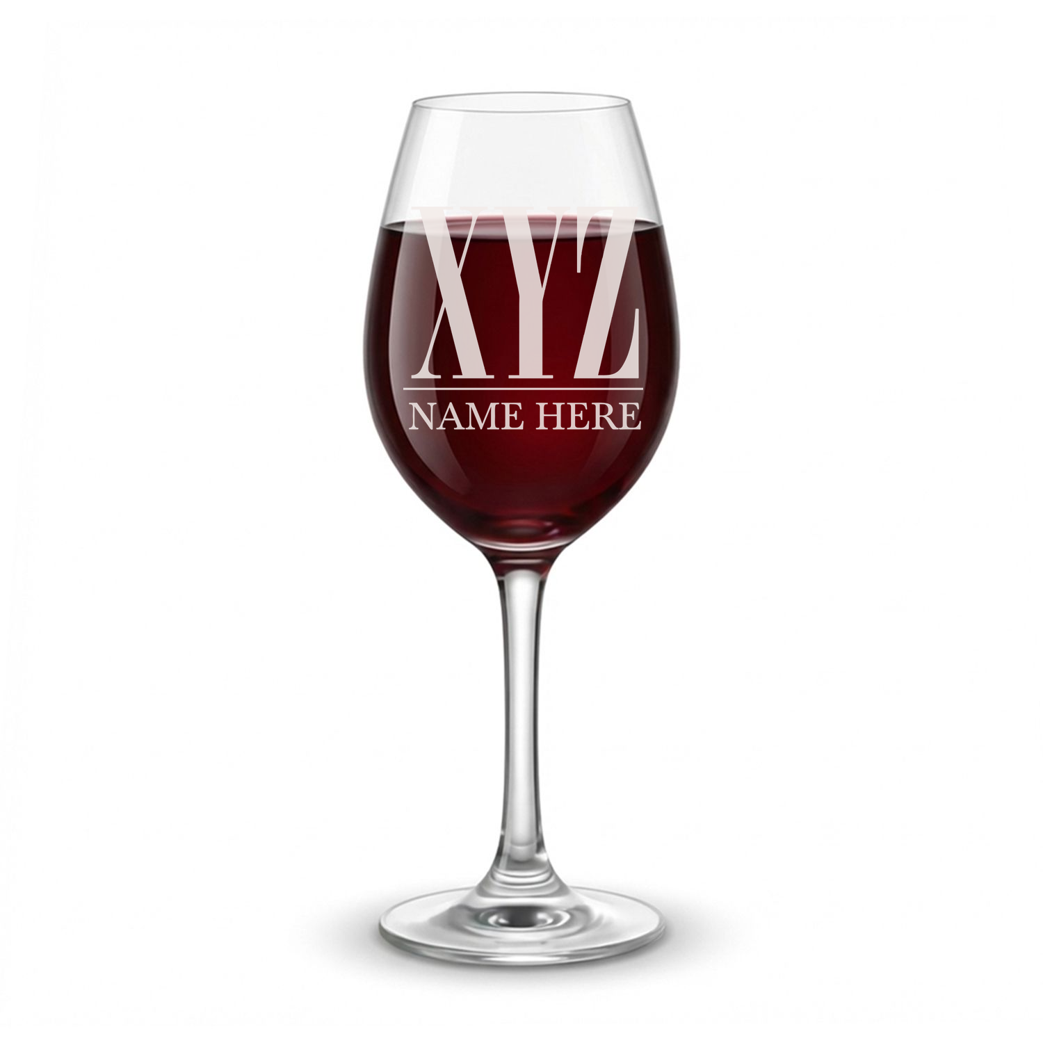 Personalized 3 Letter Monogram with Name Wine Glass Custom Engraved 13 oz Wine Glass