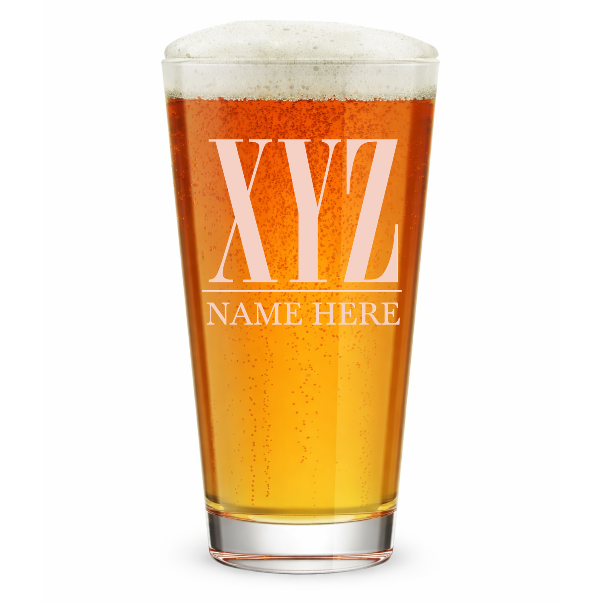 Personalized 3 Letter Monogram with Name Pint Glass Custom Engraved 16 oz Tall Pint Glass