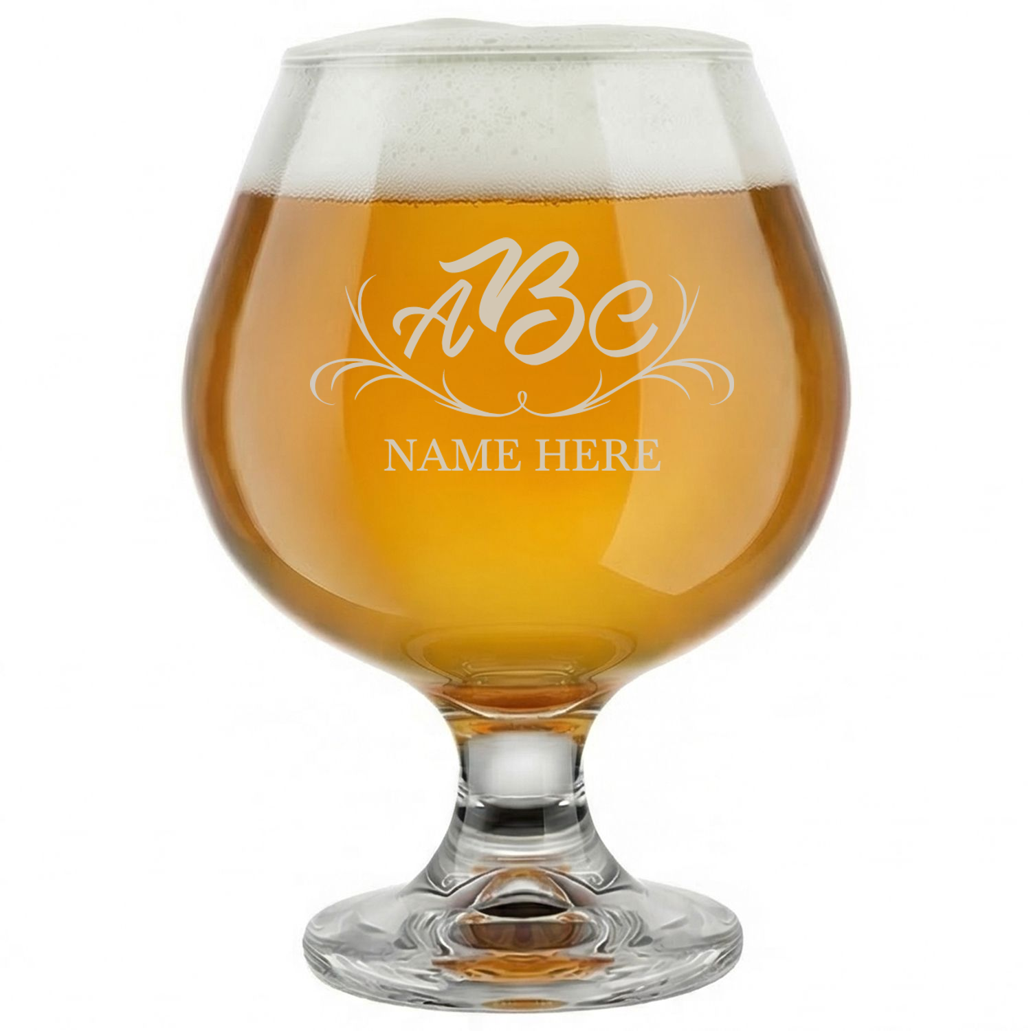 Personalized 3 Letter Monogram with Name Snifter Custom Engraved 9 oz Snifter Glass