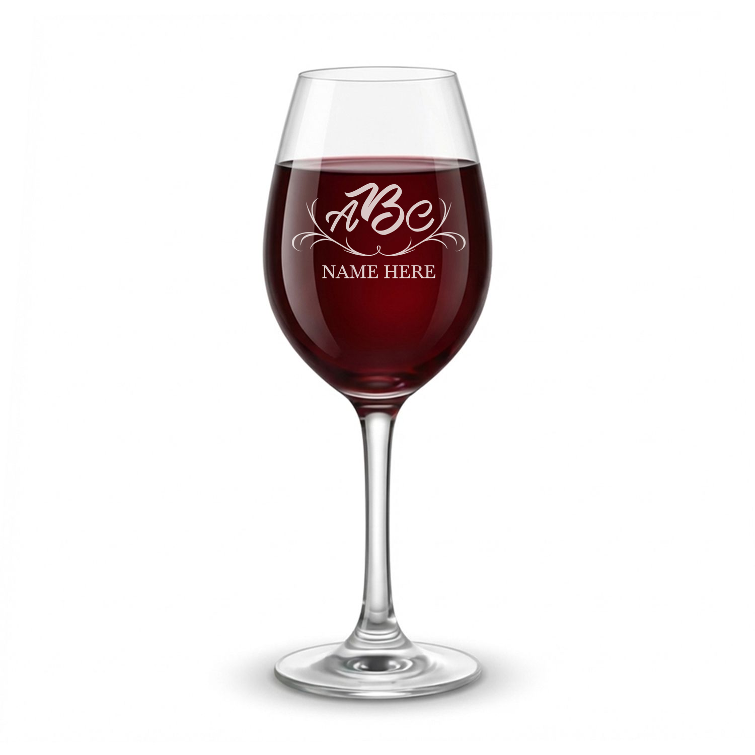 Personalized 3 Letter Monogram with Name Wine Glass Custom Engraved 13 oz Wine Glass