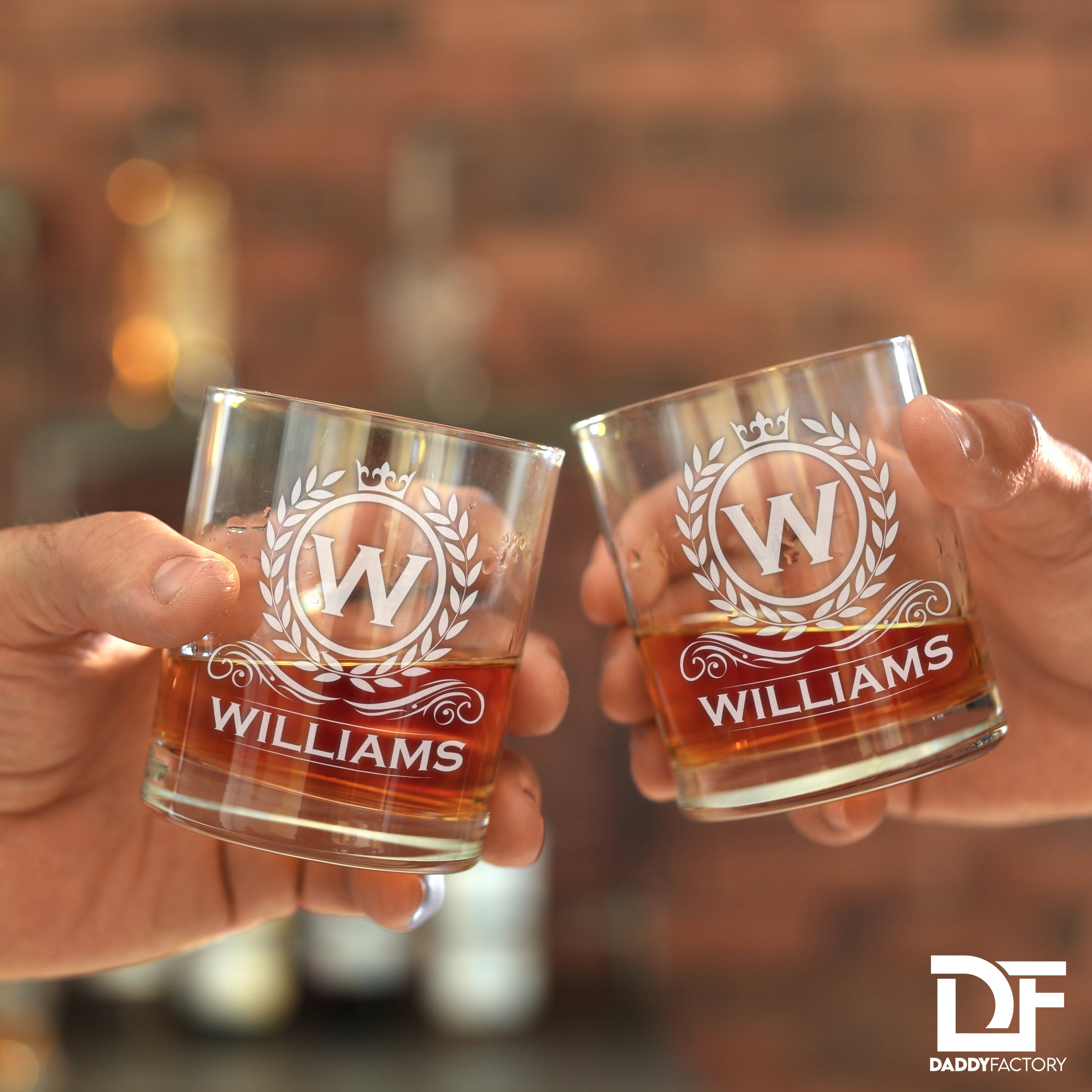 Personalized Engraved Old Fashioned Whiskey Glass - Classic Design