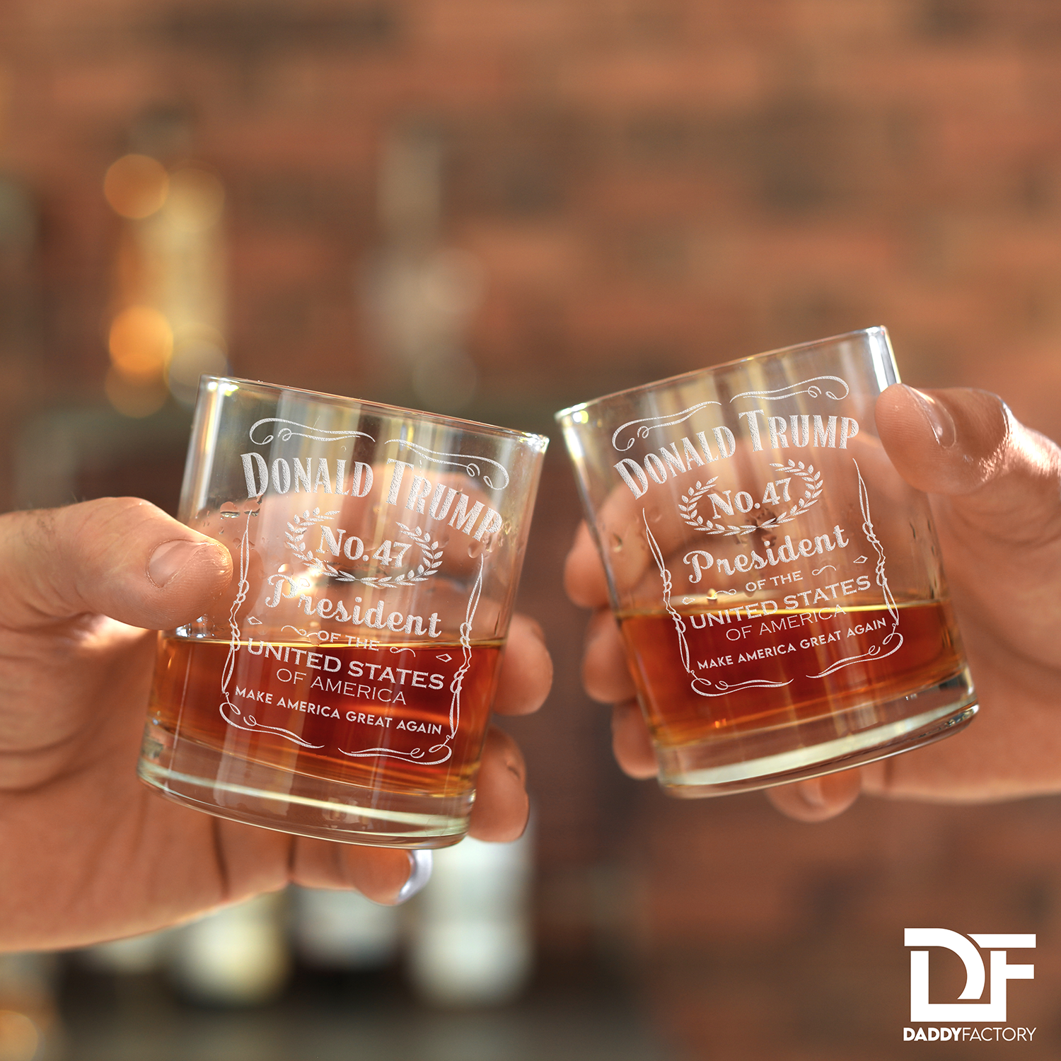 Trump No. 47 Engraved Old Fashioned Whiskey Glass 11 oz