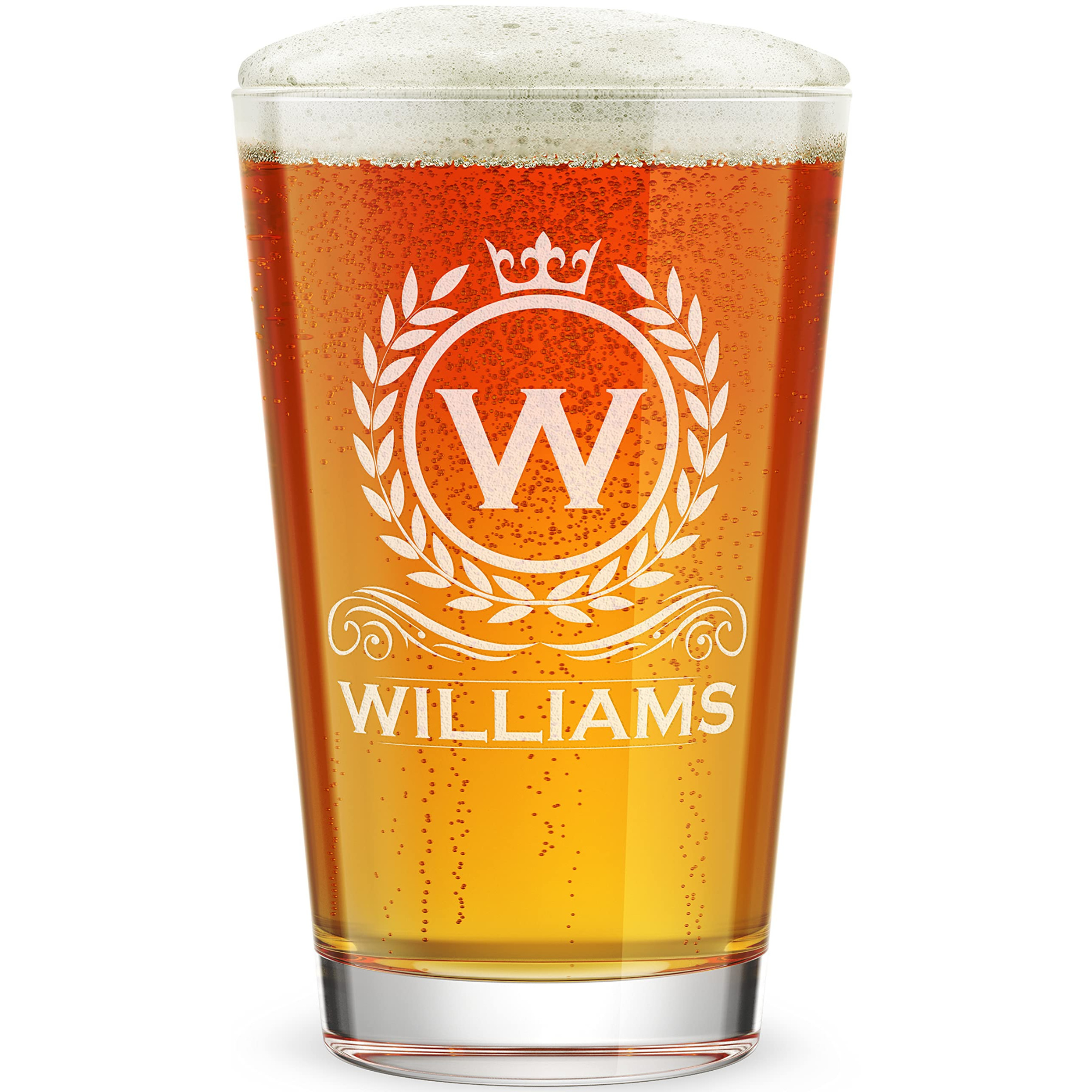 DADDY FACTORY THE Personalized Pint Glass Gift, Engraved Monogram Pint Glass, 16 oz Custom Gift For Men - Cool Gifts for Dad, Wedding Groomsman or Best Man