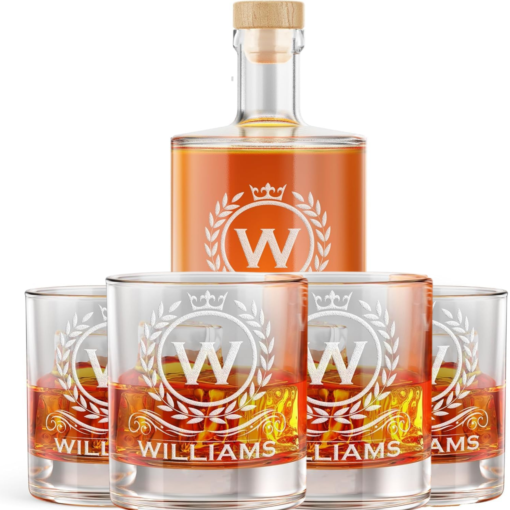 Personalized Whiskey Decanter Set, Custom Engraved Gift for Men, 25oz 750ml Liquor Decanter, Father's Day & Retirement Gifts