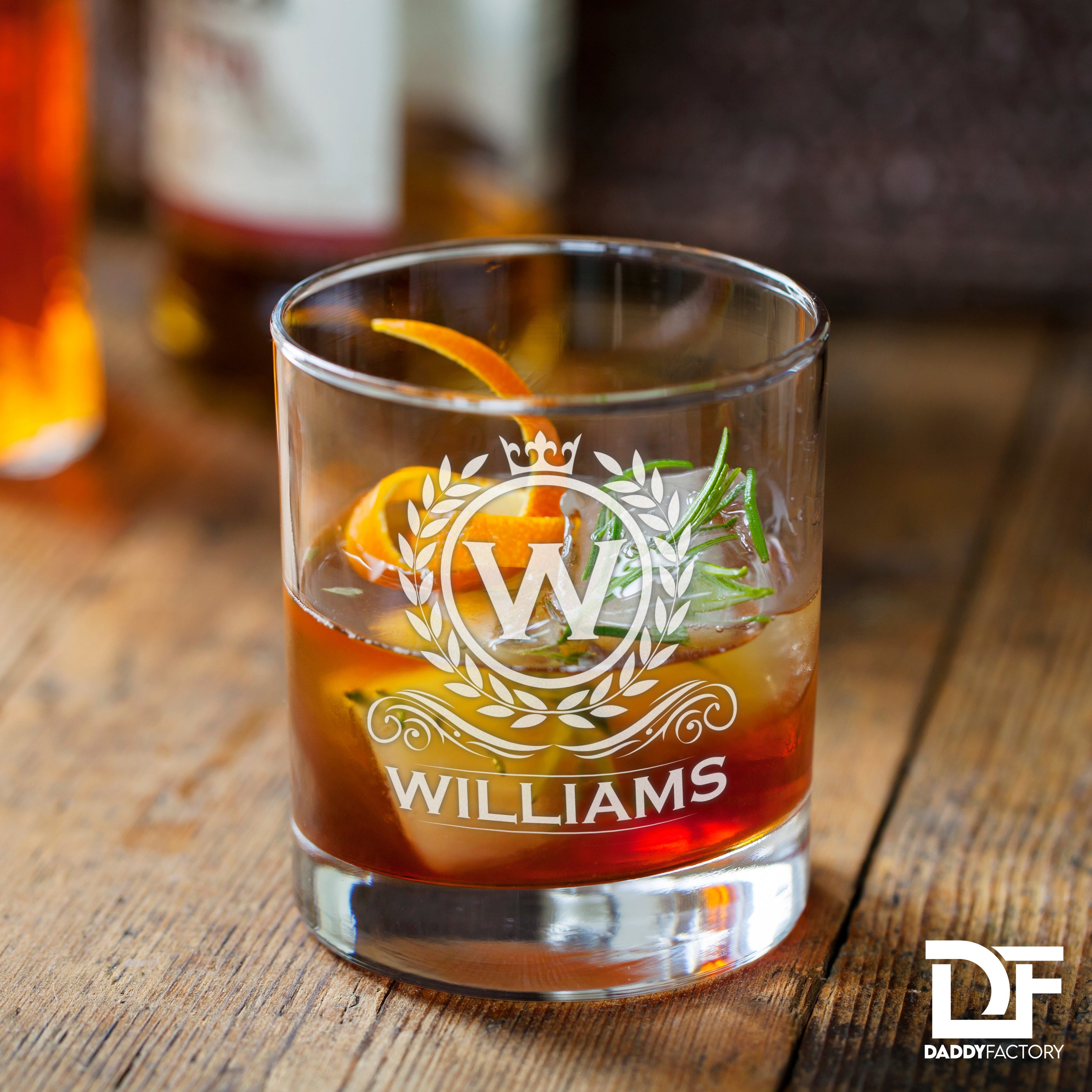 Personalized Engraved Old Fashioned Whiskey Glass - Classic Design