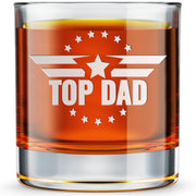 Gifts for dad - Top Dad - Dad gift - Father's Day Gift - Engraved Whiskey Drinking Glass 10.25 Oz rocks glass Drinkware