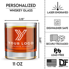 Custom Logo Engraved Whiskey Old Fashioned Glass - 11 oz