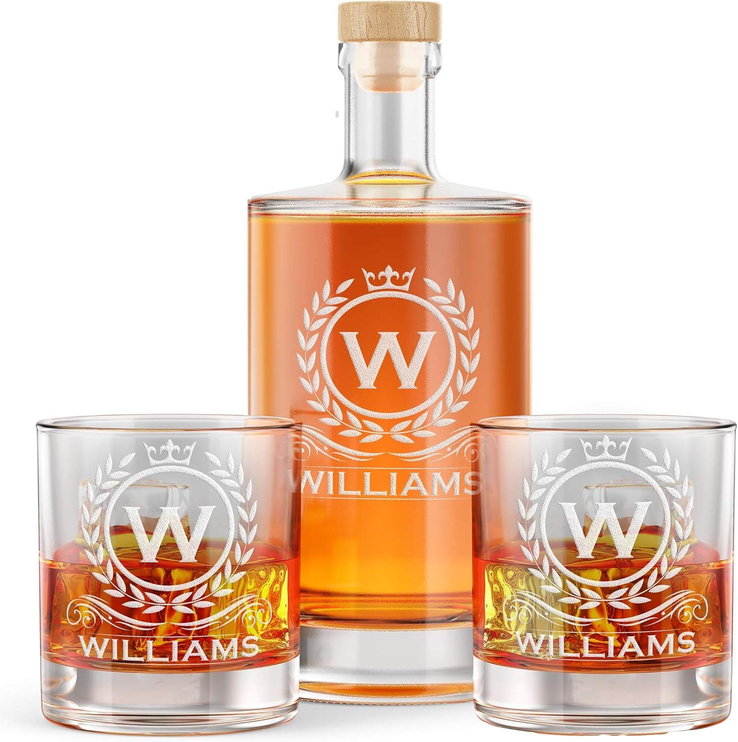 Personalized Whiskey Decanter Set, Custom Engraved Gift for Men, 25oz 750ml Liquor Decanter, Father's Day & Retirement Gifts
