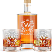 Personalized Whiskey Decanter Set, Custom Engraved Gift for Men, 25oz 750ml Liquor Decanter, Father's Day & Retirement Gifts