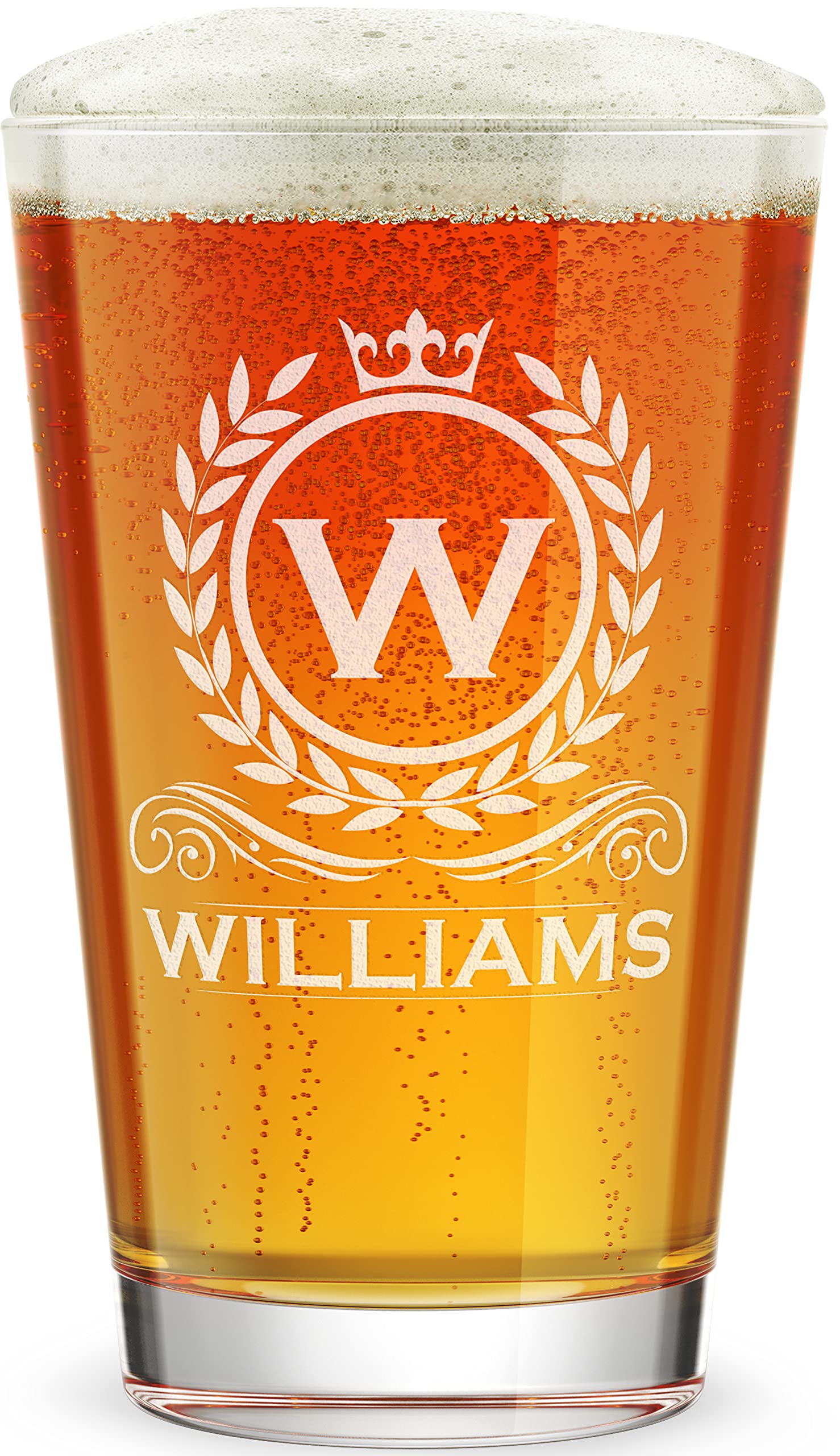 DADDY FACTORY THE Personalized Pint Glass Gift, Engraved Monogram Pint Glass, 16 oz Custom Gift For Men - Cool Gifts for Dad, Wedding Groomsman or Best Man