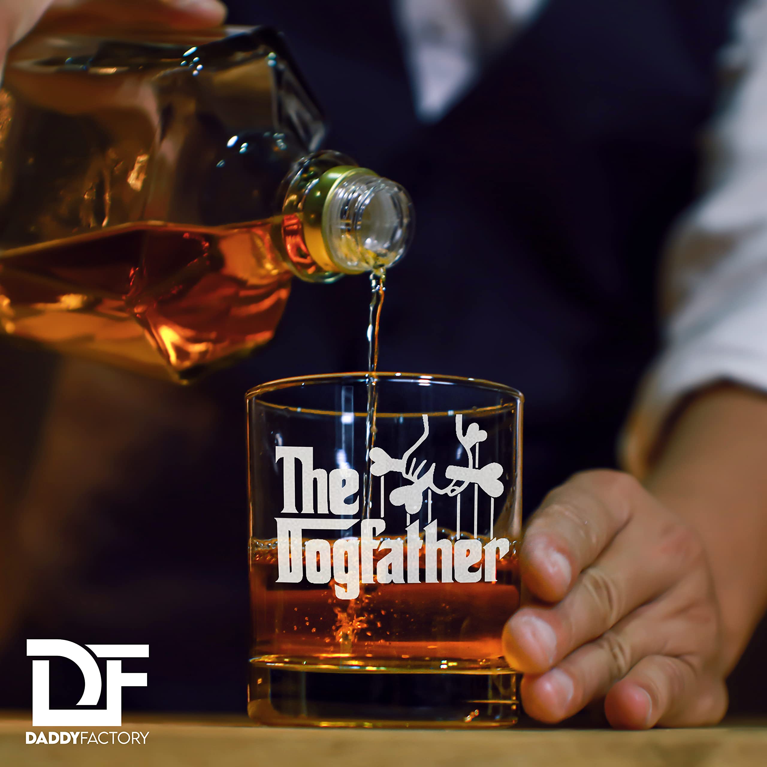 Dog Dad Gifts - The Dogfather - Etched 10.25 Whiskey Rocks Glass, Funny Dog Lovers Gifts For Men - Father's Day Gift From Dog or Wife