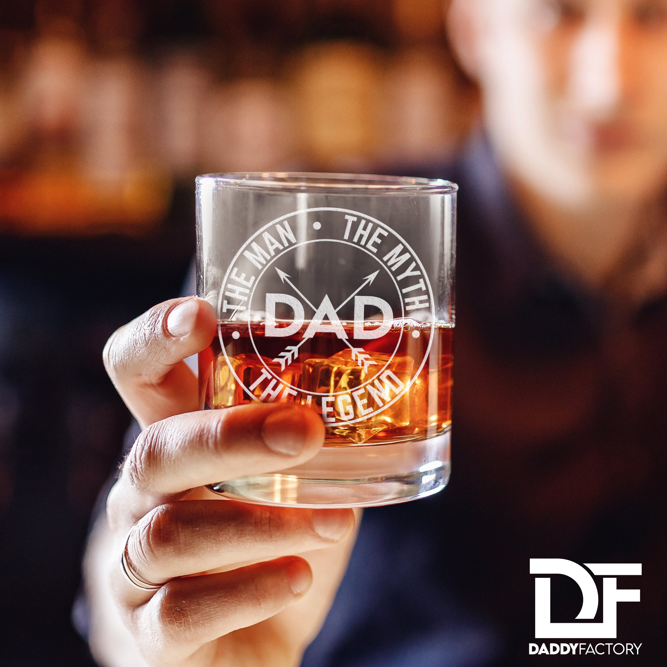 Dad the Man the Myth the Legend - Engraved Old Fashioned Whiskey Glass