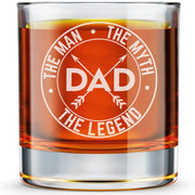 Dad the Man the Myth the Legend - Engraved Old Fashioned Whiskey Glass